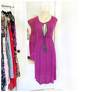 [ URBAN OUTFITTERS ] Magenta Jersey Knit Midi Dress